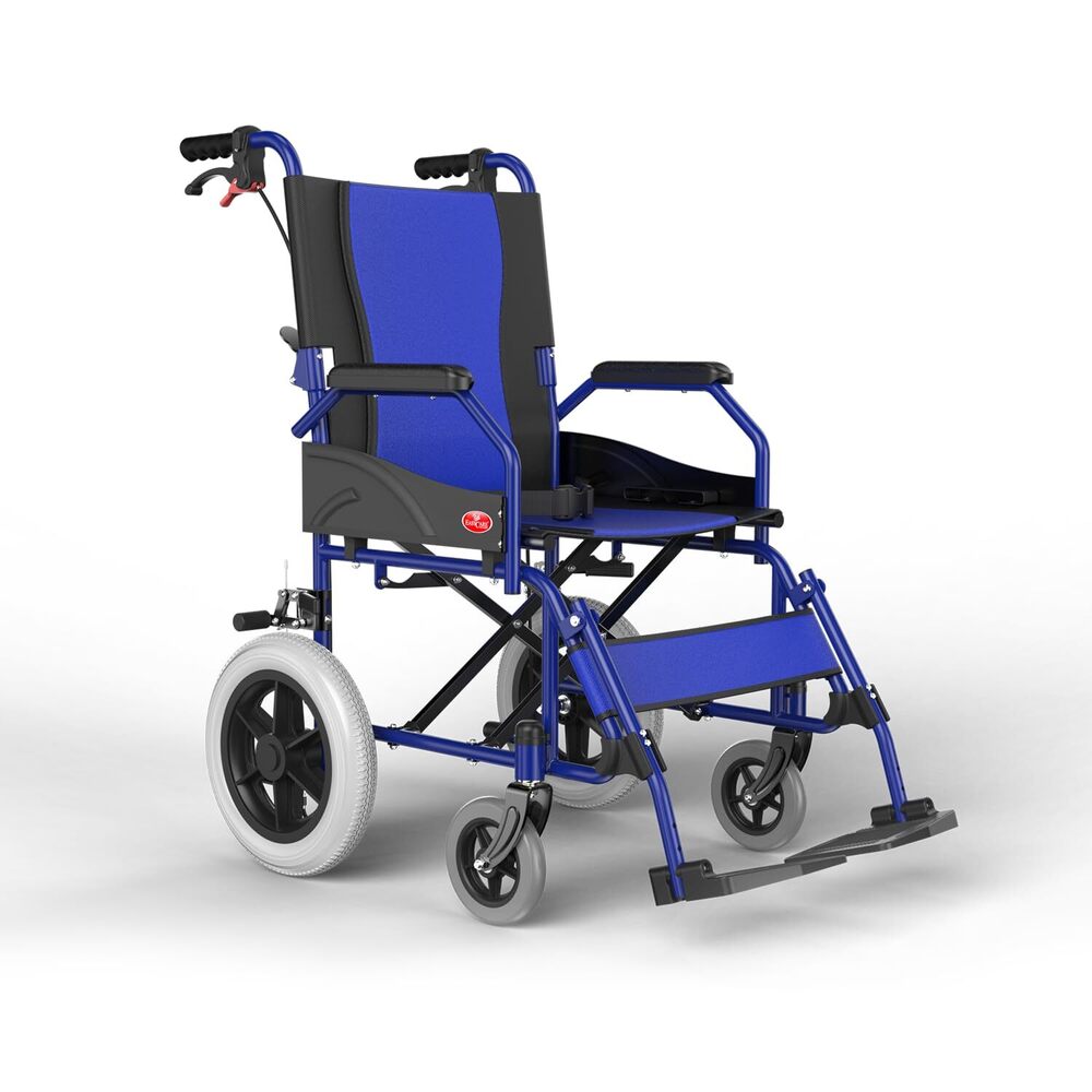 EASYCARE Imported MS 11kg Ultra Lightweight Transporter Wheelchair with Hand Brake, Attendant Break & Quick Lock, Seat Belt, Foldable Backrest, Flip-Up Leg Rest, 105kg Capacity