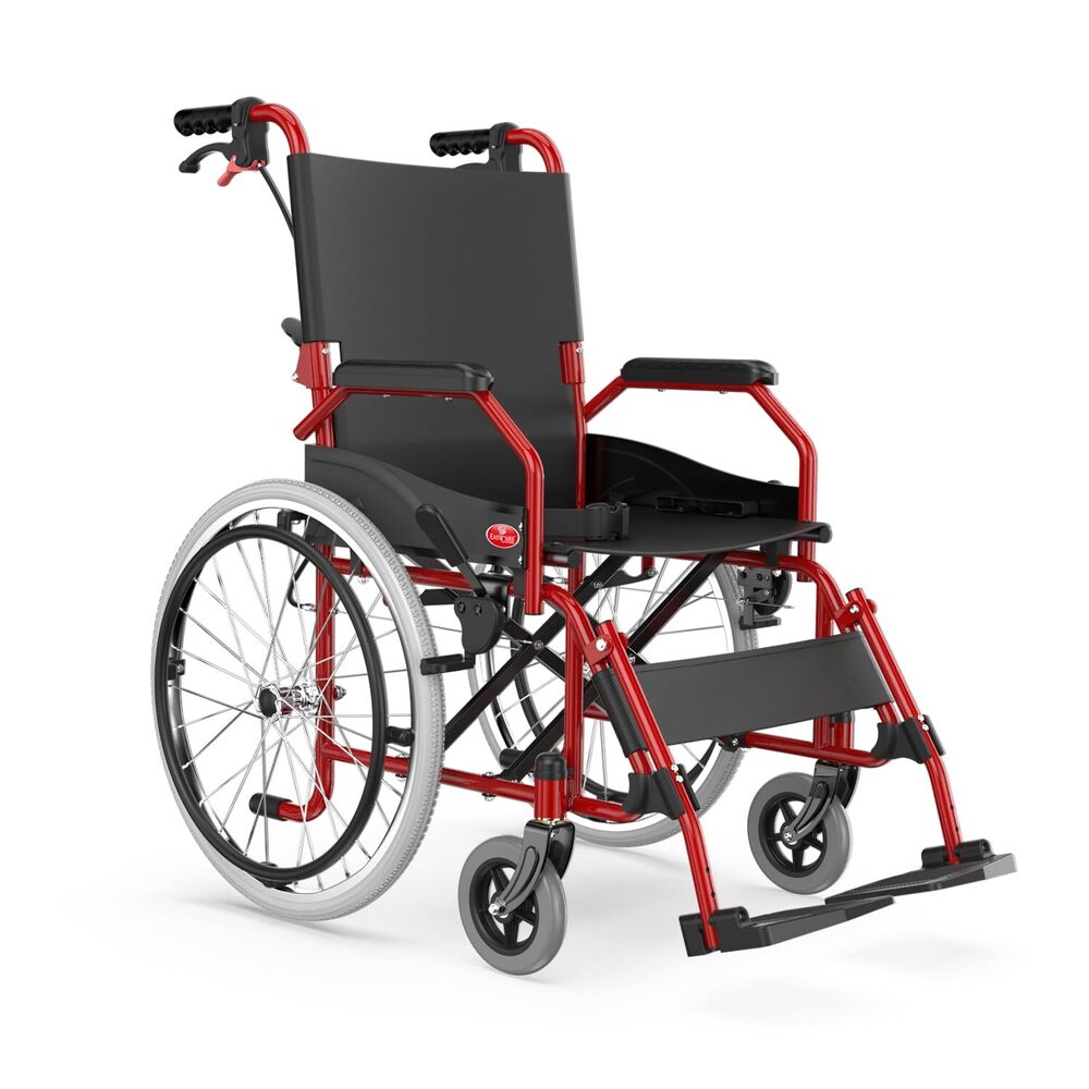 EASYCARE Imported MS 11kg Ultra Lightweight Transporter Wheelchair with Hand Brake, Attendant Break & Quick Lock, Seat Belt, Foldable Backrest, Flip-Up Leg Rest,