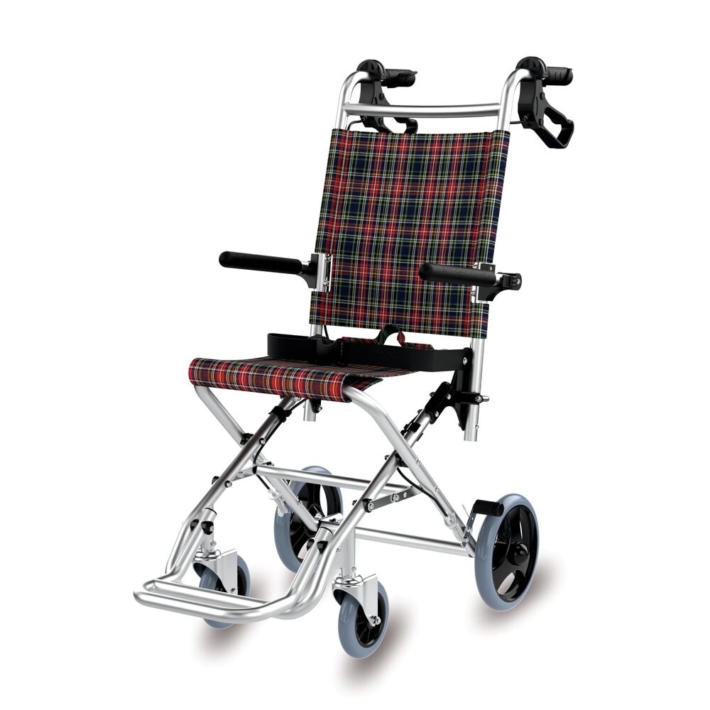 EASYCARE Portable Lightweight (7kg) Aluminum Wheelchair with Carry Bag, Oxidized Matte Finish, Foldable, Nylon Seat, United Brake, 100kg Capacity Ideal for Patients, Elderly