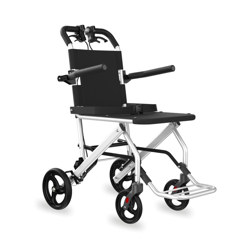EASYCARE Portable Lightweight Mild Steel Holds (100kg) with Attendant Brake & Carry Bag, Travel-Friendly, Indoor Use, 100kg Capacity, Adjustable Seat Belt, United Brake, Travelli