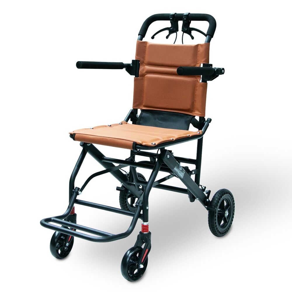 EASYCARE Portable, Metal, with Attendant Break, feature Safety Belt, Back Pocket and Carry Bag, Easy for Mobility Travelling Wheelchair (Without Handle)