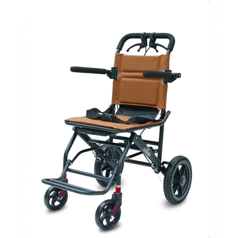 EASYCARE Portable Metal with Attendant Break feature Safety Belt Back Pocket and Carry Bag Easy for Mobility Travelling Wheelchair (With Handle)