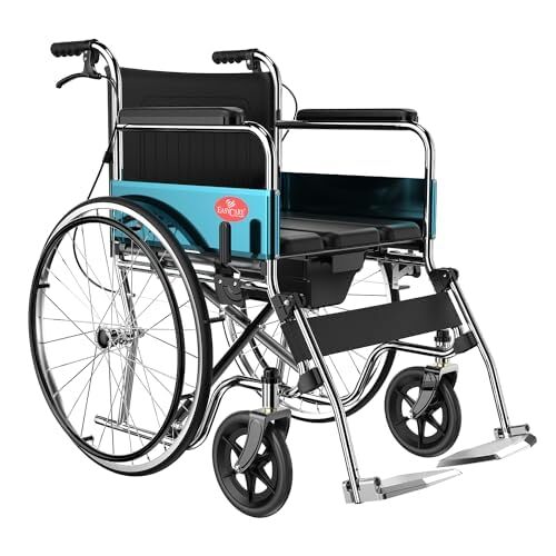 EasyCare EC608CL 24 Premium Imported Folding Wheelchair with Commode  Self-Propelled chrome plated Frame, Flip-up Leg Rest, Hand & Attendant Brake  Wheel chair's for old people an