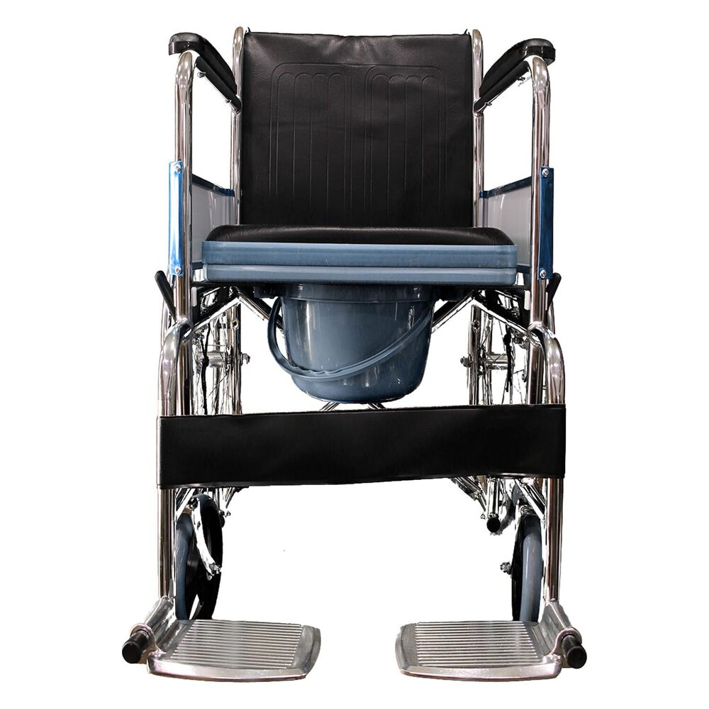 EASYCARE Imported Foldable Standard Steel Commode Wheelchair (Wheelchair Weight 18kg & Weight Capacity 100 Kgs)