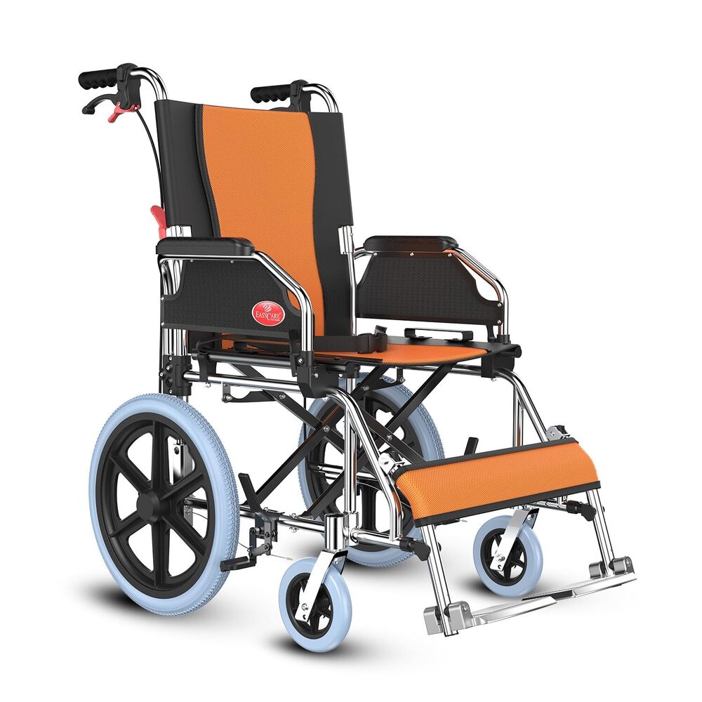 EASYCARE EC863 16 Premium Imported Lightweight Foldable Wheel chairs for Old People with Handbrake Attendant Brake with Lock system, Safety Belt Foldable Footrest Wheelchair fo