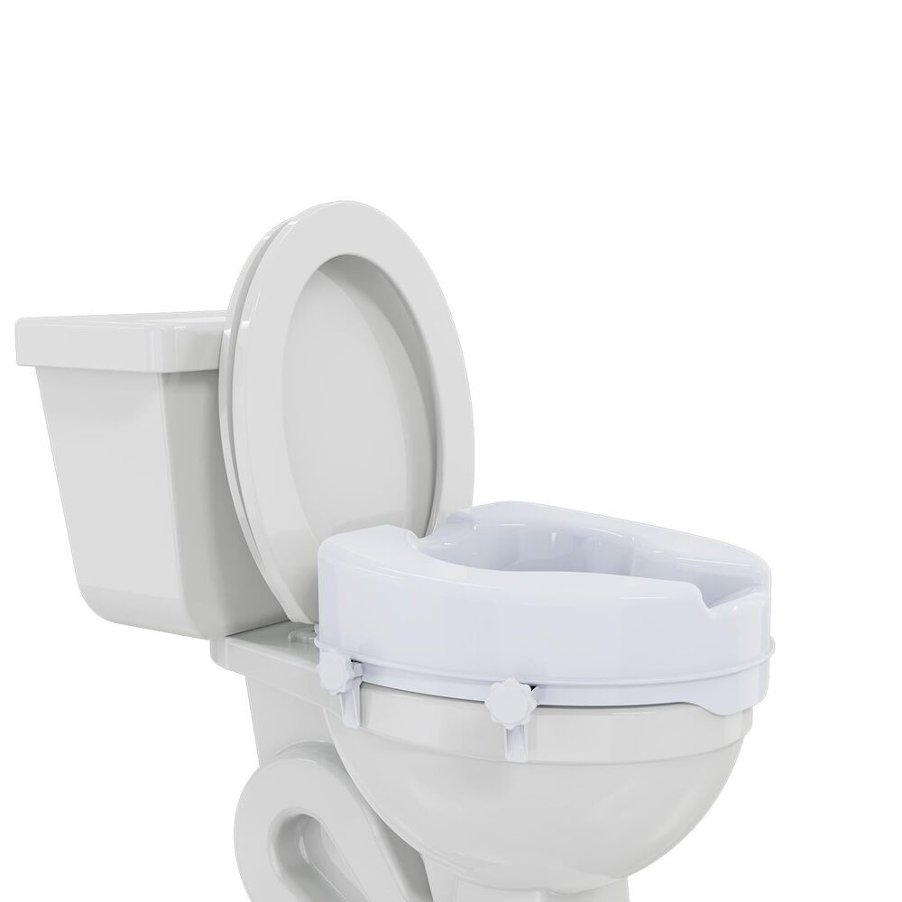 EASYCARE Toilet Seat with Extra Wide Opening - 6 Inches - Commode Raiser with Safe Lock (6 IN with 4 Clips) for Adults