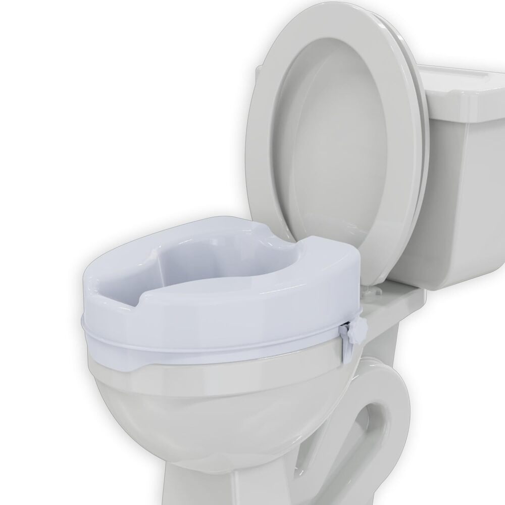 EASYCARE Imported Commode Raiser Height Adjustable Toilet Seat Riser Secure 2-Clip Lock Raised Toilet Seat for Elderly & Disabled 100kg Capacity (Without Li