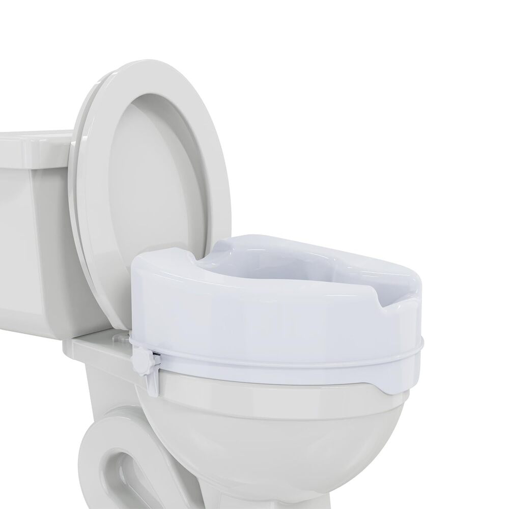 EASYCARE Imported Commode Raiser Height Adjustable Toilet Seat Riser Secure 2-Clip Lock Raised Toilet Seat for Elderly & Disabled 100kg Capacity (Without Li