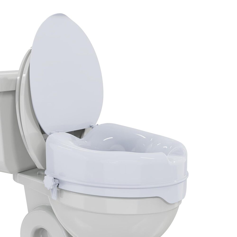 EASYCARE Imported Commode Raiser Height Adjustable PP Plastic, White - 5/10/15 cm, Dual Clip Lock, Anti-Slip Base, Ergonomic Design