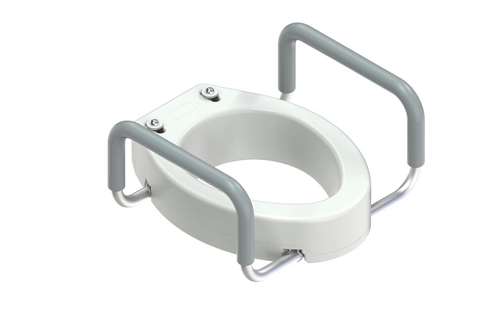 EASYCARE Toilet Seat with Arms - Elevated Toilet Commode Raiser 4-Inch with Removable Handles For Elongated Toilets - Enhanced Comfort and Accessibility