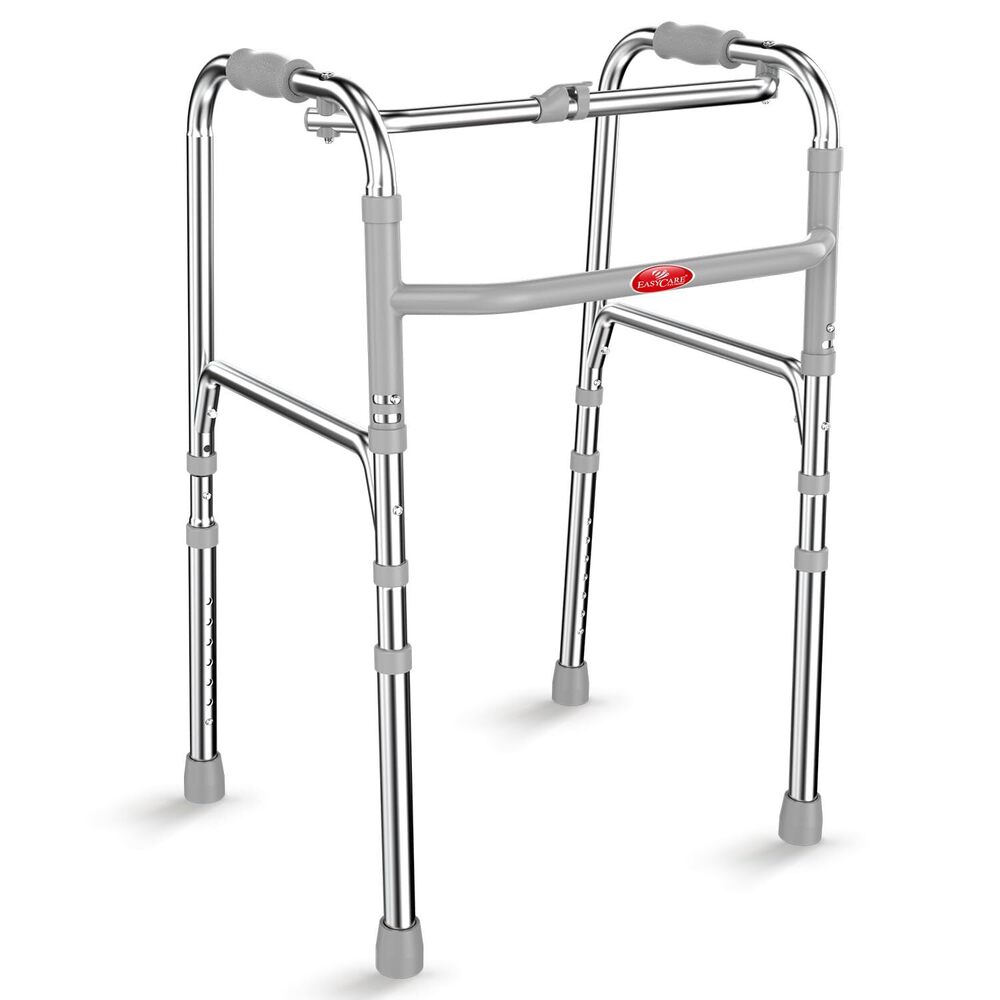 Aluminum Foldable Walker & Walking Stick 8-Height Adjustable (41-51 CM) Lightweight, Portable & Sturdy Ergonomic Grip