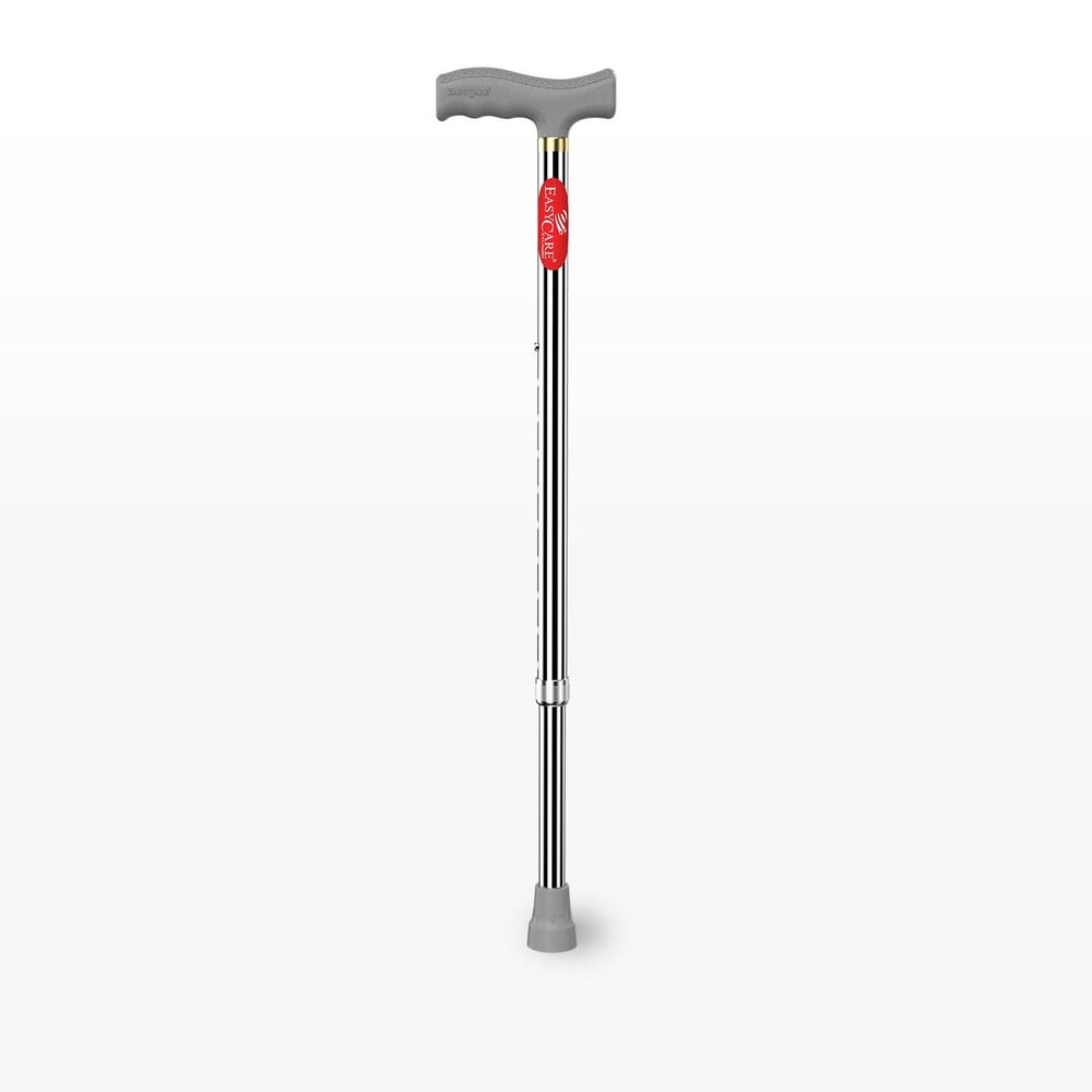 EASYCARE Walking Stick Lightweight Aluminium with 10 Height Levels Adjustable Ergonomic Handle, Anti-Slip Base Support for Old Age Seniors, Men, Women & Patients (Single Leg)