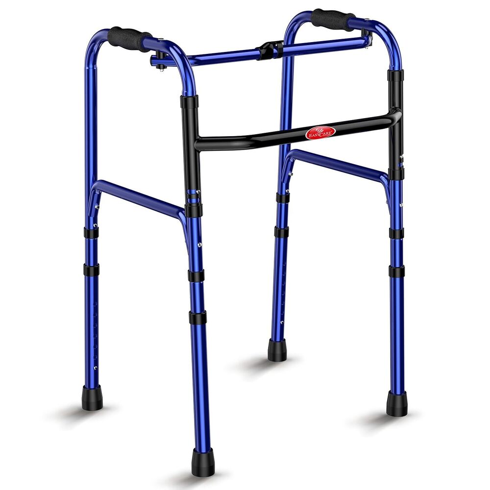 Aluminum Foldable Walker Walking Stick - Eight Height Adjustable (41-51 CM) - Lightweight and Portable -