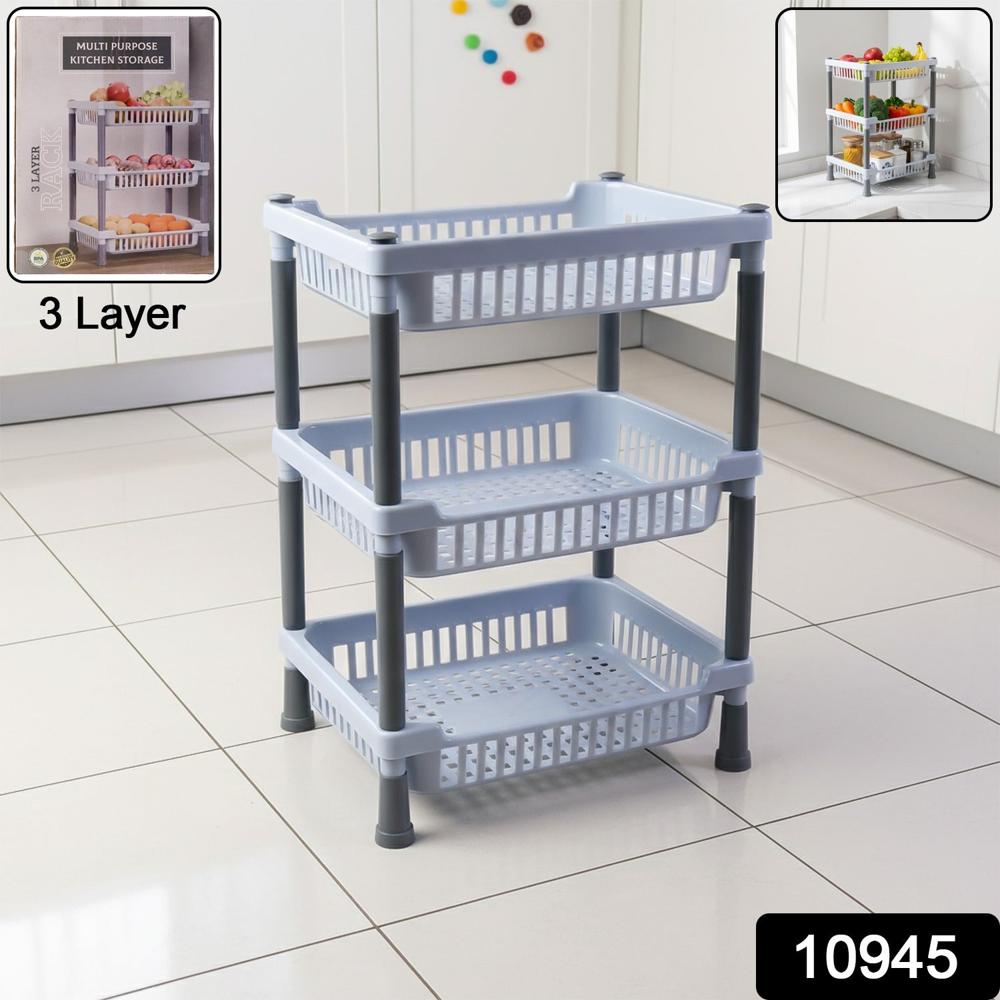 3-Layer Multipurpose Kitchen Storage Basket Rack - Color: Mix