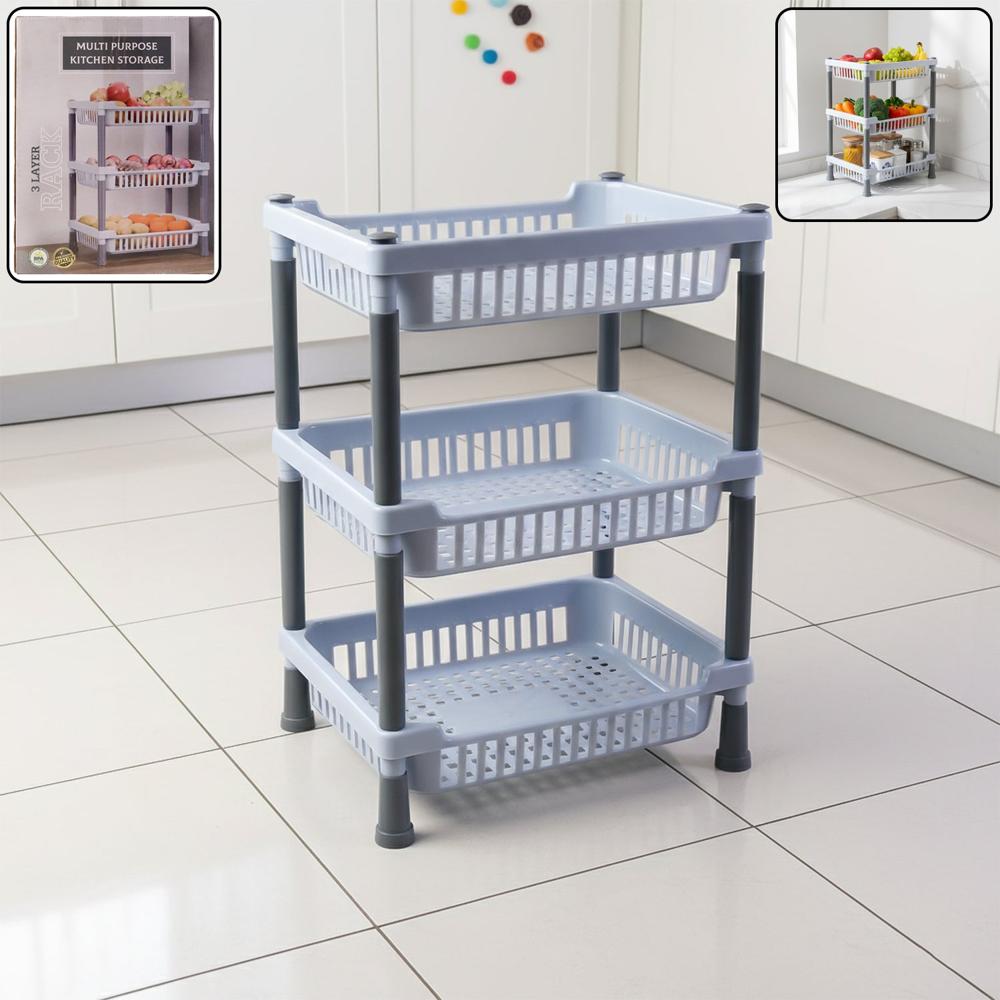 3-layer Multipurpose Kitchen Storage Basket Rack - Color: Mix