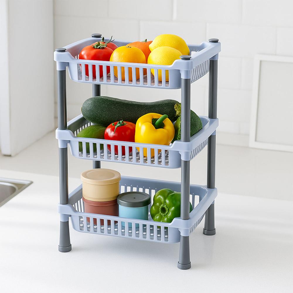 3-layer Multipurpose Kitchen Storage Basket Rack - Color: Mix