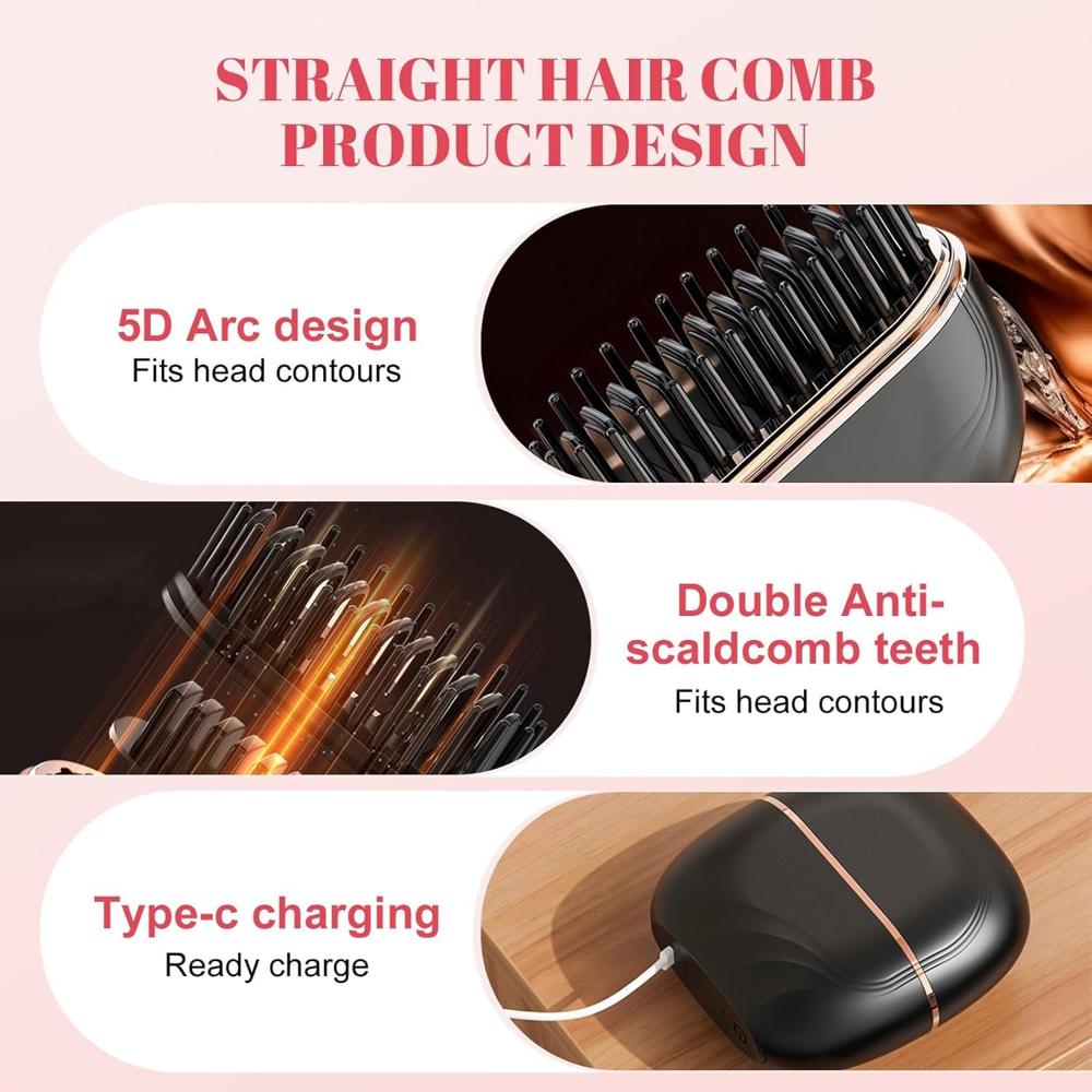 Mini Wireless Hair Straightening Comb