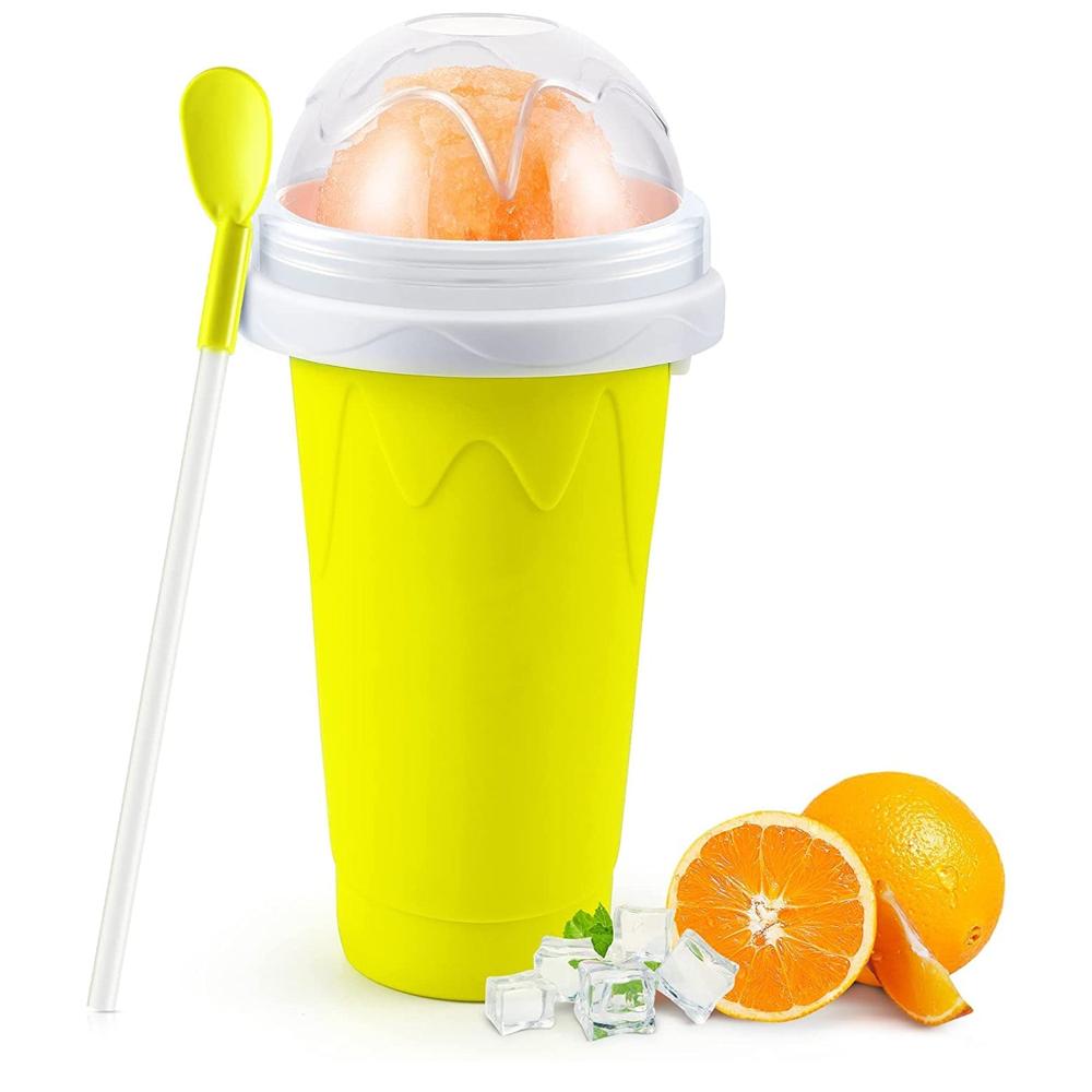 Magic Quick Frozen Smoothies Maker Cup Double Layer Slushy Squeeze Cup (1 Pc) - Color: Mix