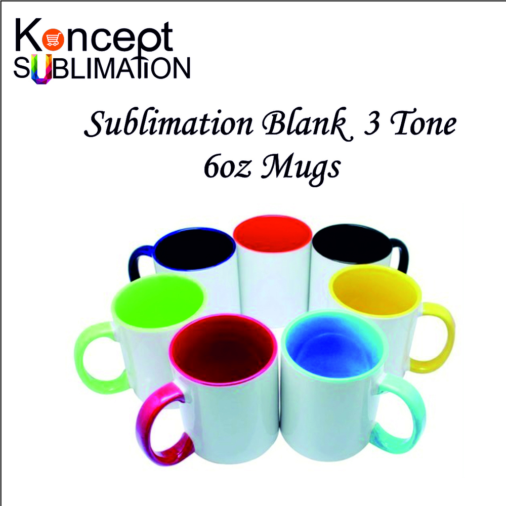 6oz 3 Tone Sublimation Blank Mugs