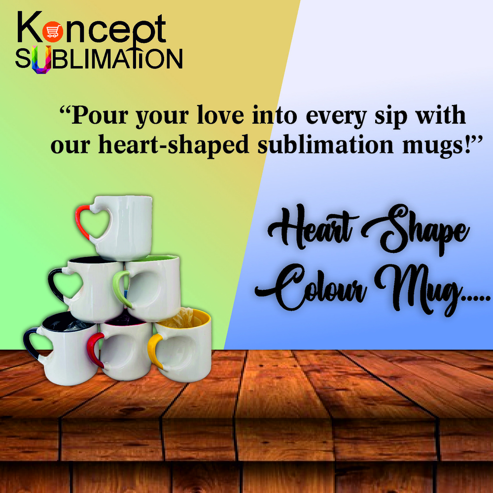 10 Colors Sublimation Heart Cut Mugs