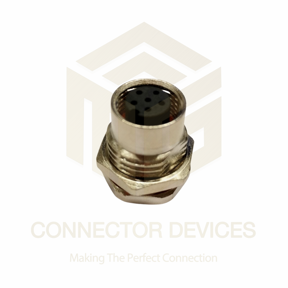 M12 6 Pin Male & Female Bulkhead Front Nut
