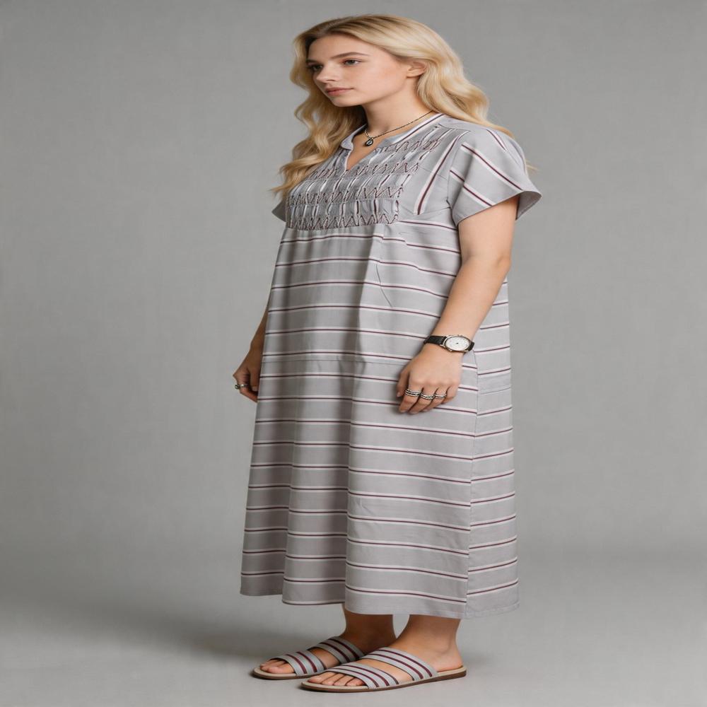 Evolove Pure Rayon Long Nightgown crush chest pattern