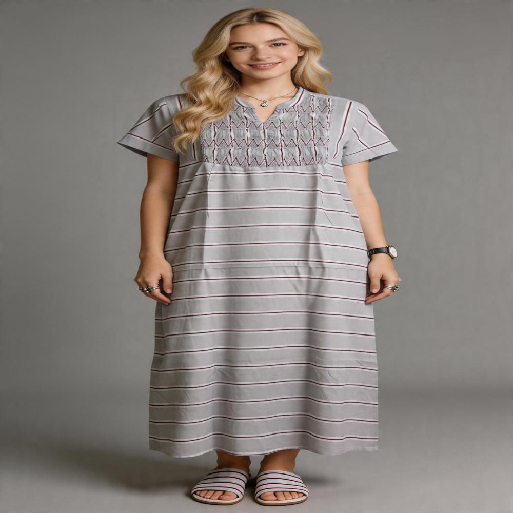 Evolove Pure Rayon Long Nightgown crush chest pattern