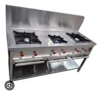 Three Burner Stove - Stainless Steel 740x390x120 Mm, Silver | Brass Burners, Silent Operation, Anti-skid Feet
