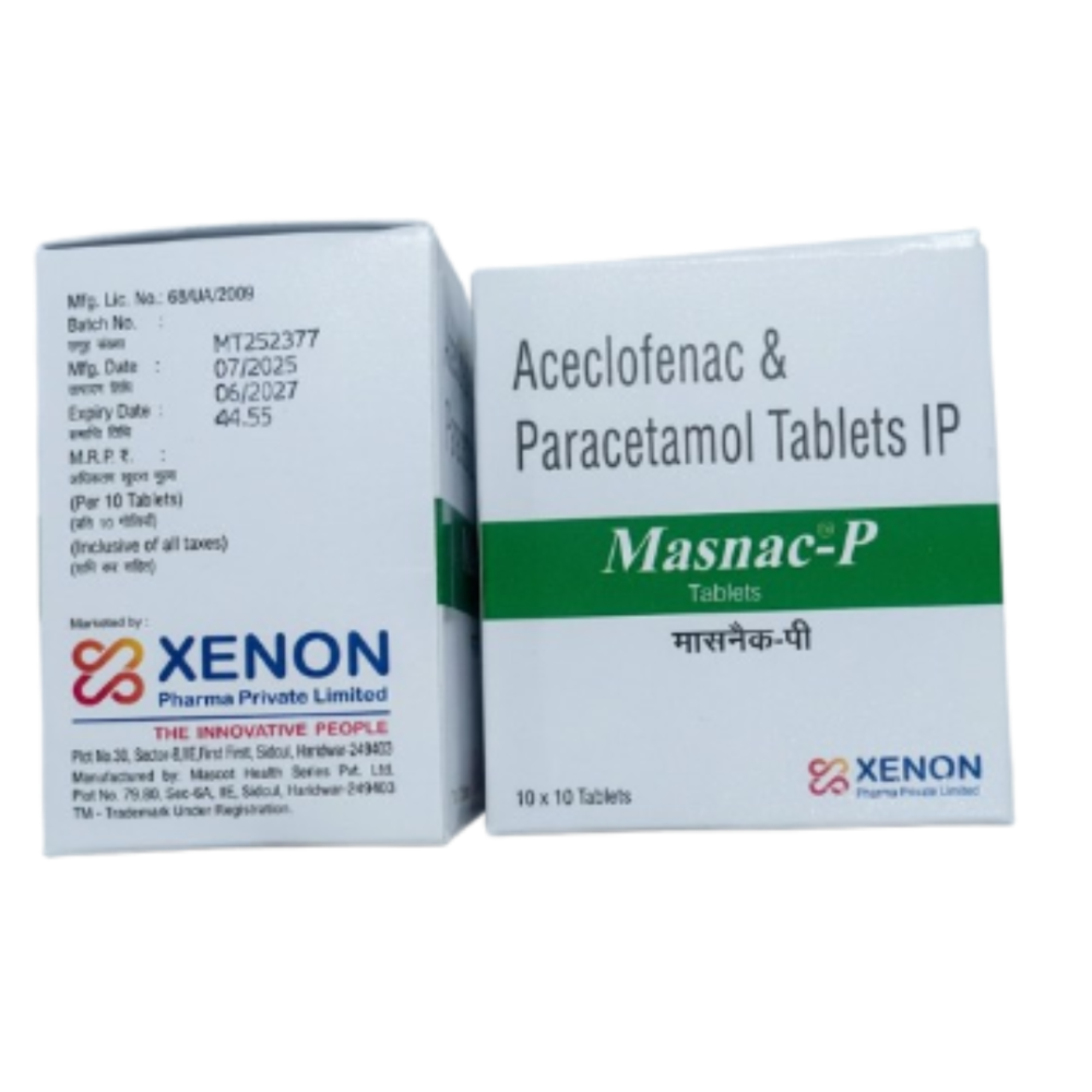 Masnac-p Pain Relief Tablets - Aceclofenac And Paracetamol, 100mg+325mg - Brand Name: Masnac