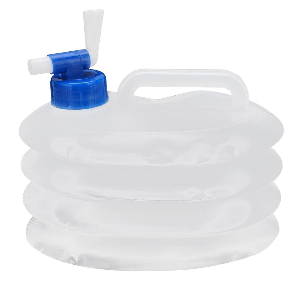 Outdoor Camping Collapsible Portable Water Container With Carry Handle Tap Valve Large Food Grade - Color: Mix