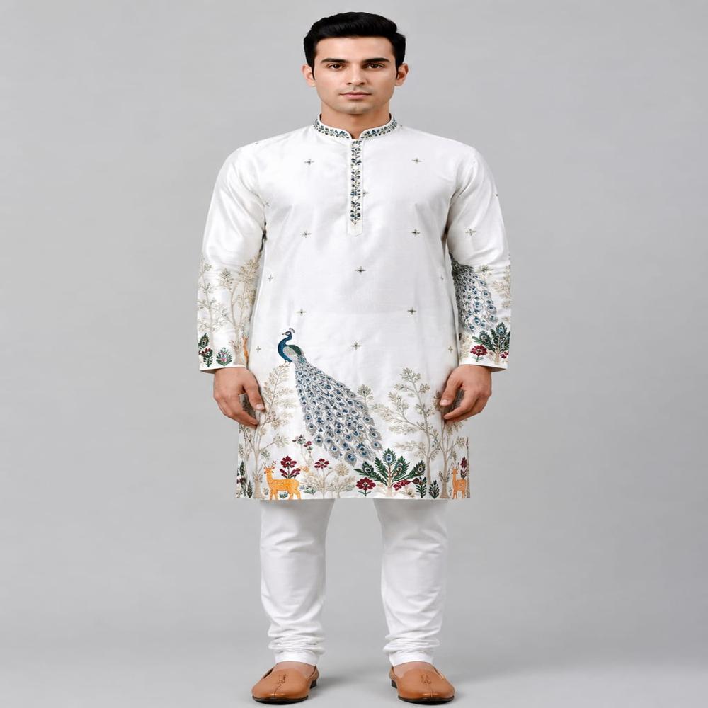 malai satin 58 panna embrodery work kurta fabrics