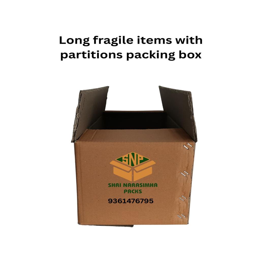 Long fragile items with partitions packing box