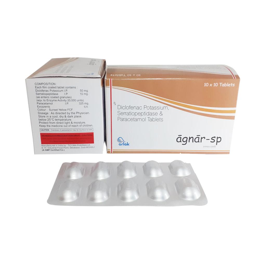 DICLOFENIC POTSSIUM SERRATIOPEPTIDASE &PARACETAMOL TABLETS