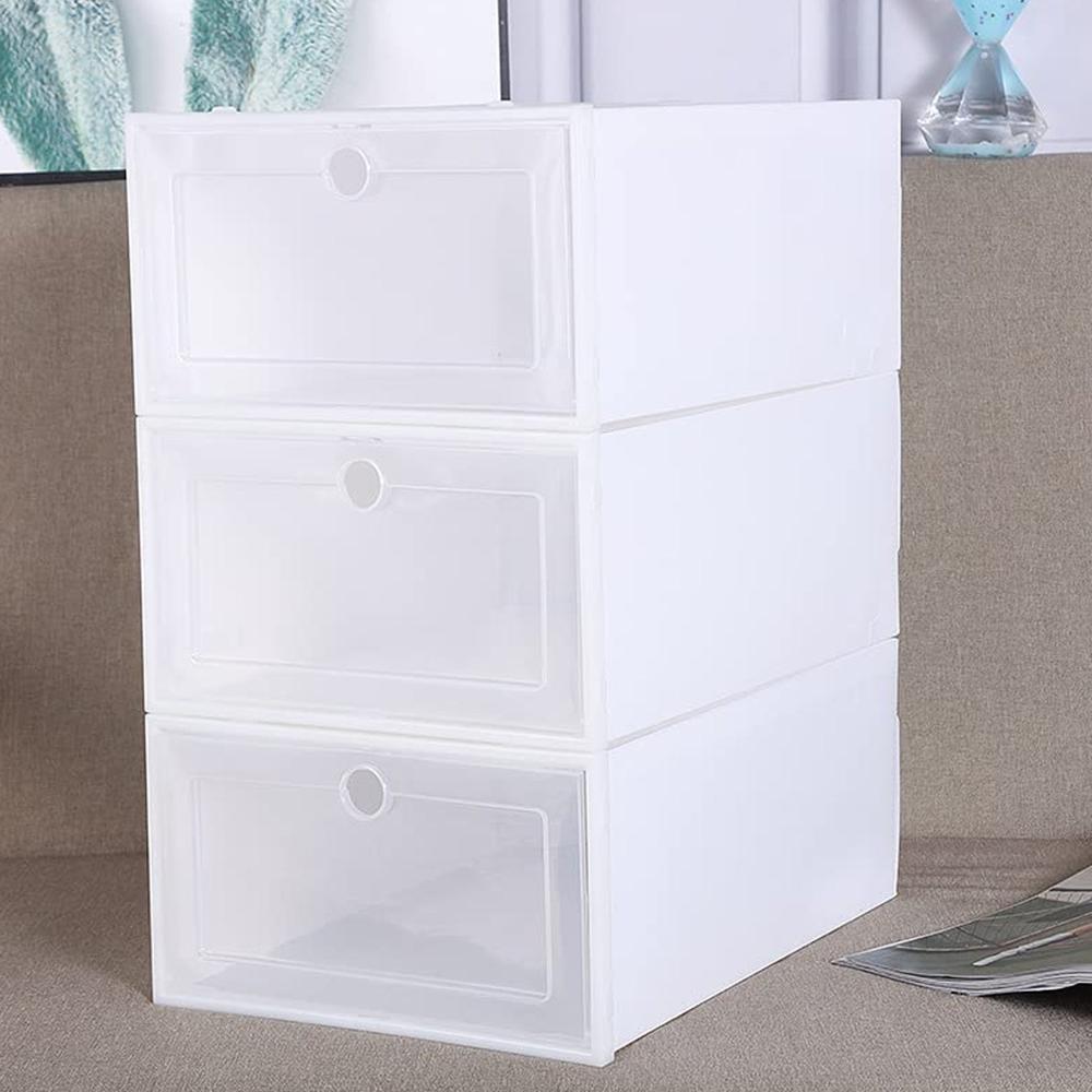 3 Layer Transparent Shoes Storage Box Plastic Stackable Shoe (1 Set / 3 Layer) - Color: Mix