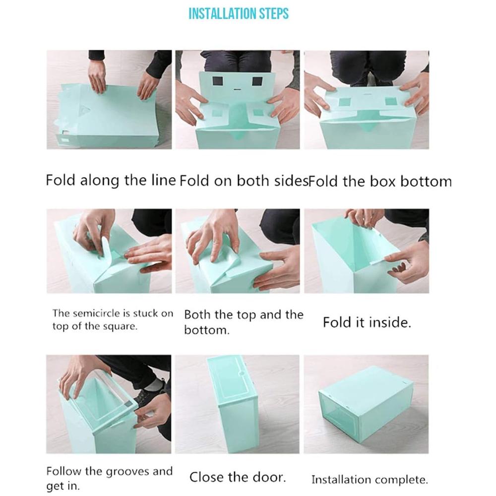 3 Layer Transparent Shoes Storage Box Plastic Stackable Shoe (1 Set / 3 Layer) - Color: Mix