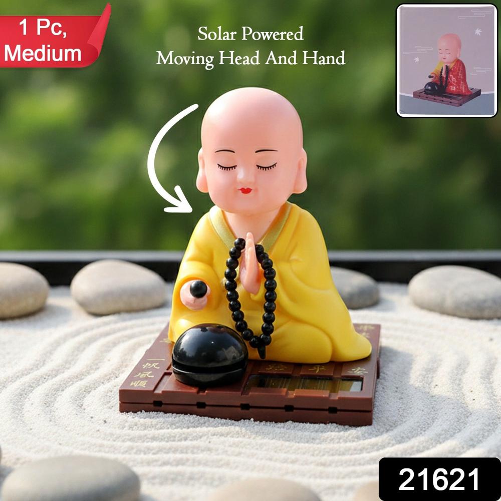 Yellow Solar Powered Sitting Buddha Statue (1 Pc / Medium) - Color: Mix
