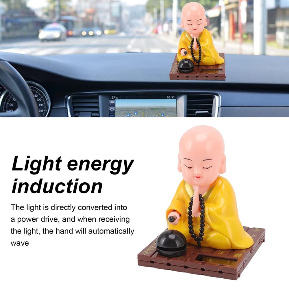 Yellow Solar Powered Sitting Buddha Statue (1 Pc / Medium)