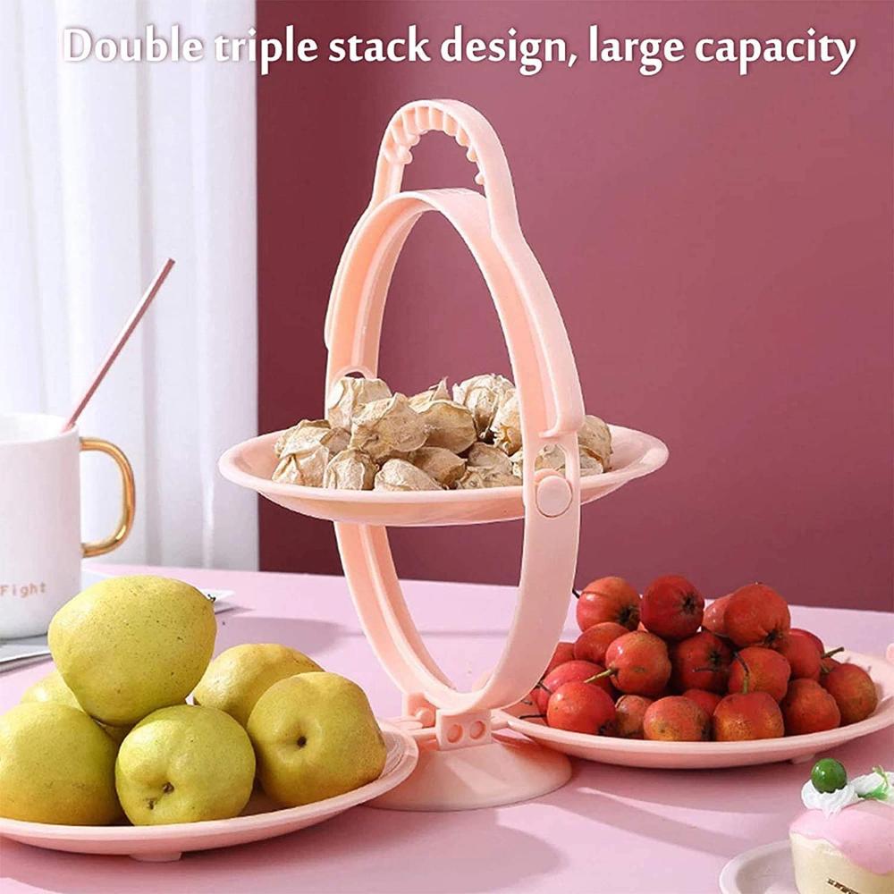 3-layer Foldable Multi-purpose Snack, Fruit & Dessert Serving Stand (1 Pc) - Color: Mix