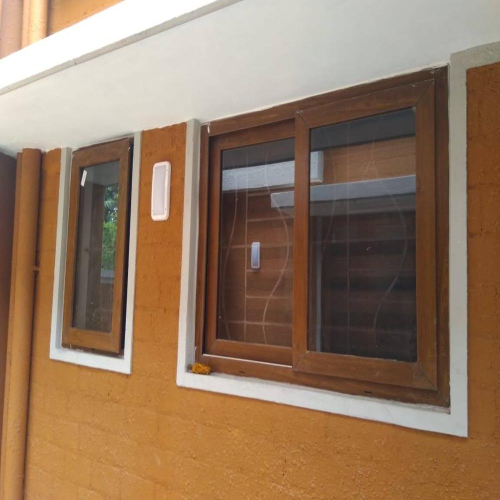 Upvc sliding wooden finish window 4x 4 size