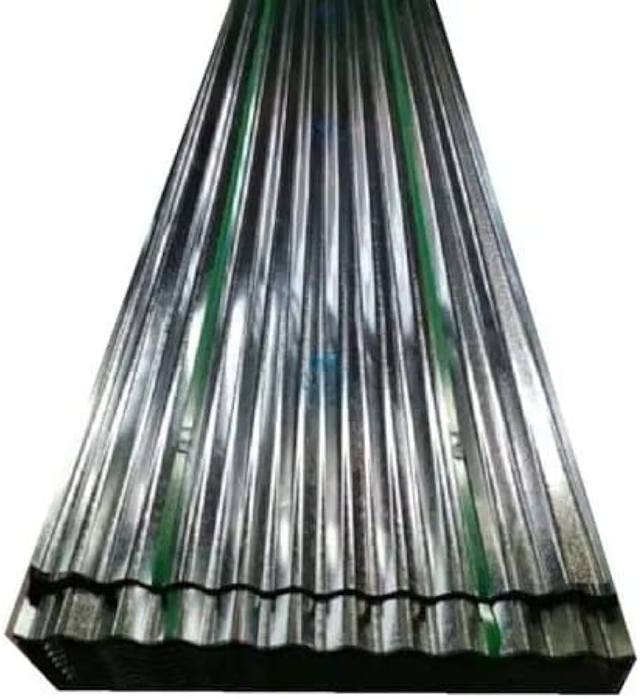 Galvanized Corrugated Roofing Sheet - Galvanized Iron, 10x3.5 Feet, Silver Finish | Polished Surface, Rainwater Drainage, Versatile Use