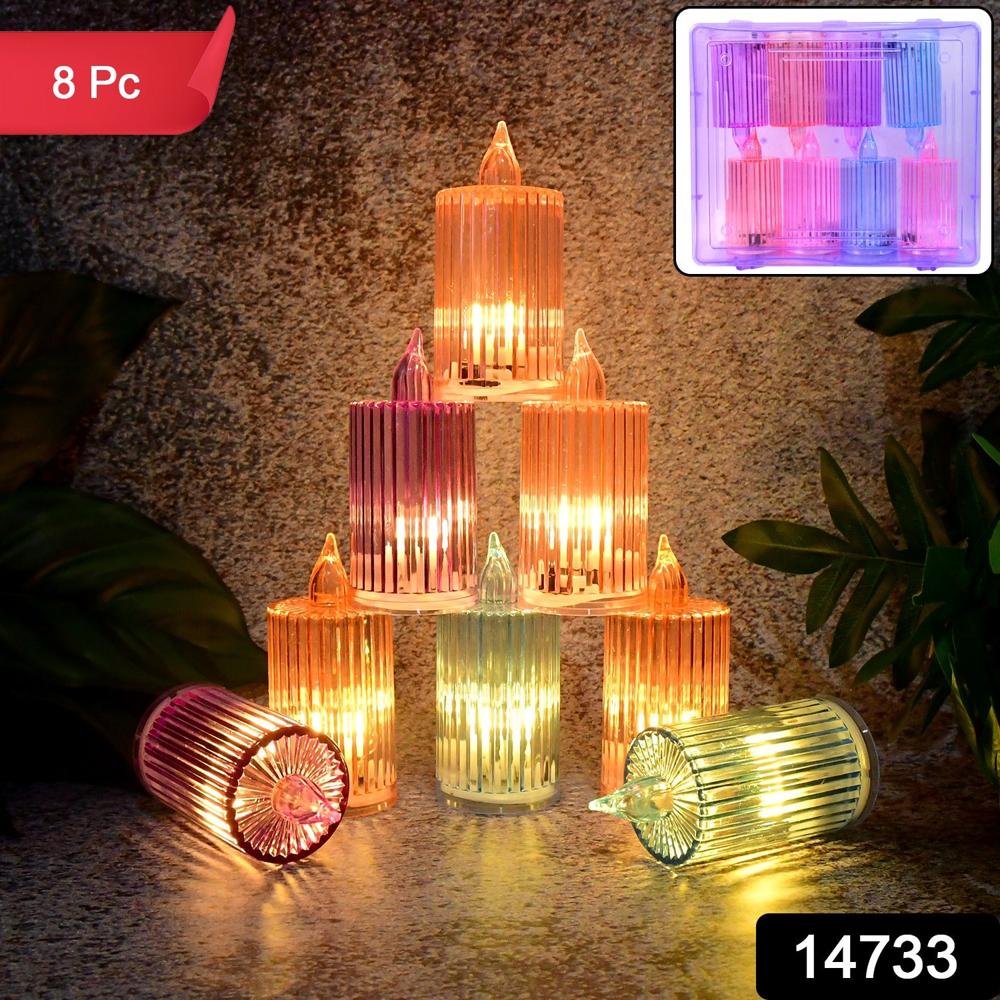 Decorative Flameless Electronic Led Candle Light Set (8 Pc) - Color: Mix