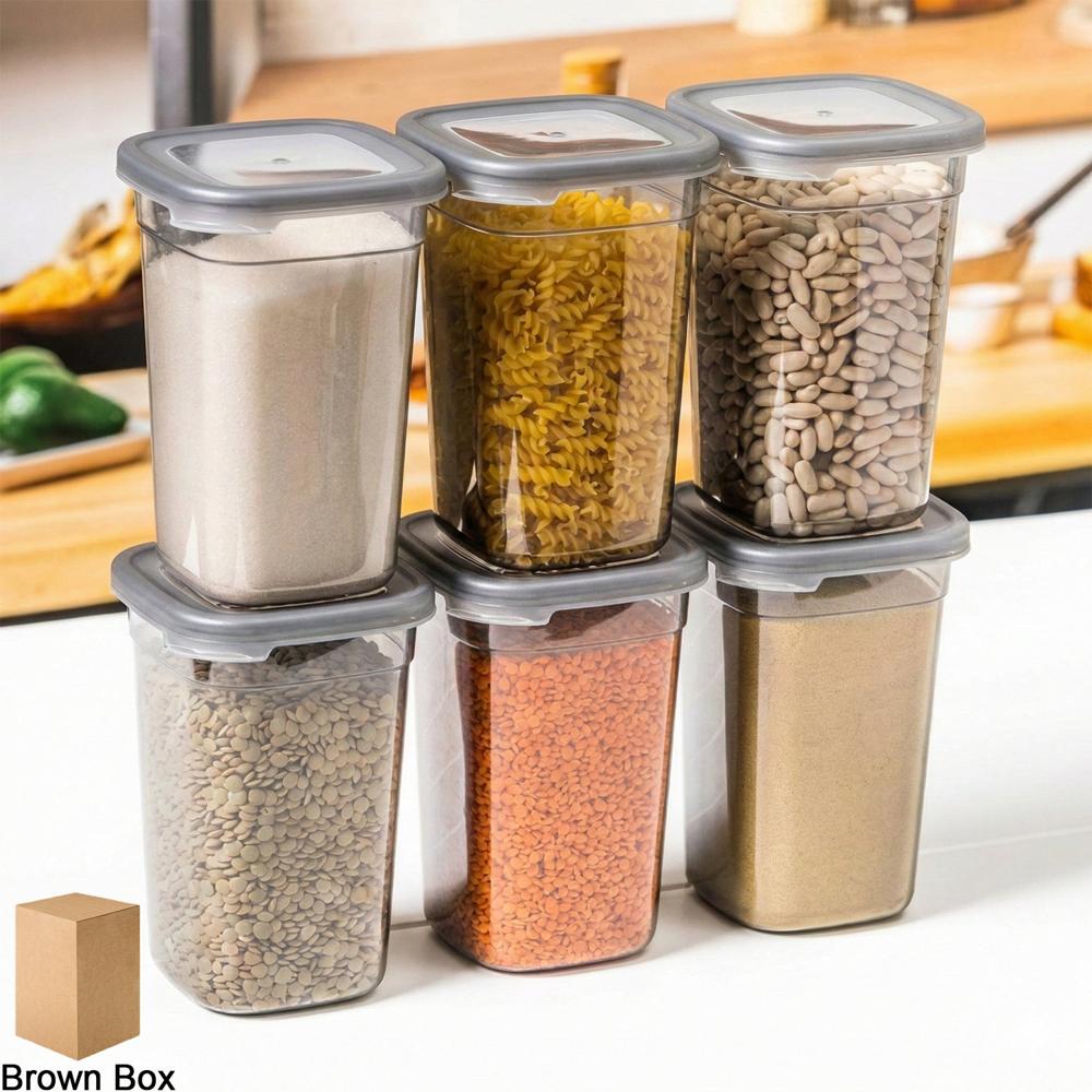 Plastic Multipurpose Kitchen Storage / Fridge Container (1200 Ml, 6 Pc) - Color: Mix