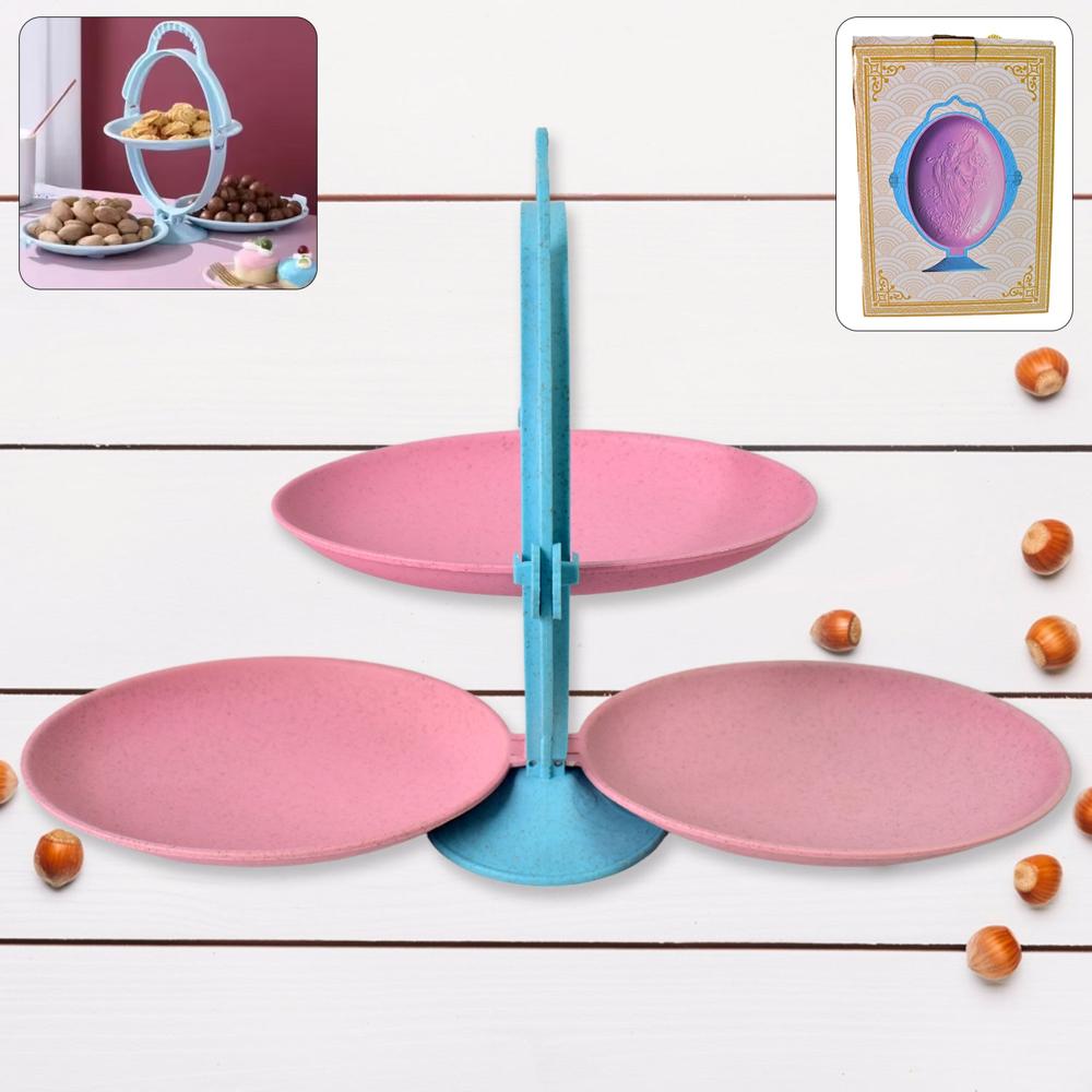Foldable Fruit Plate Candy Dish | Multi Use Mirror Shape Dried Fruit Tray (1 Set) - Color: Mix