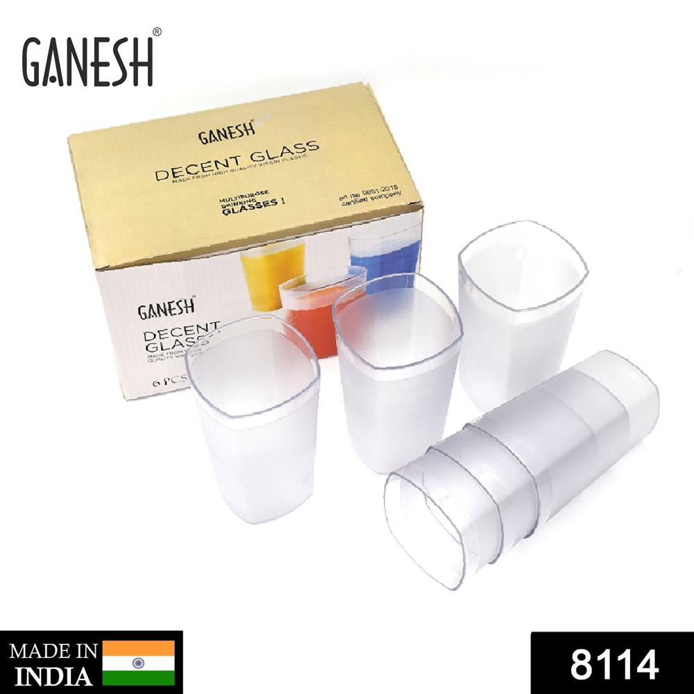 Ganesh Decent Glass, 350Ml, Set Of 6 - Color: Mix