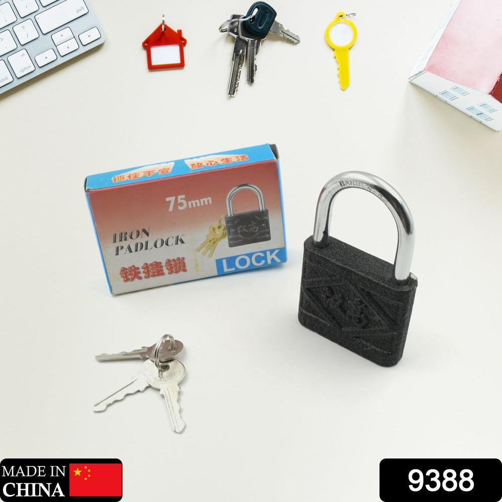Black Iron Padlock Brass Core, Waterproof & Anti-Theft For Home & Outdoor (75 Mm) - Color: Mix