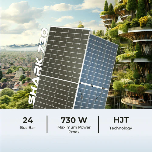 Loom 730W Solar SHARK Series HJT Dual-Glass Module High-Efficiency N-Type Bifacial Half-Cell Panel