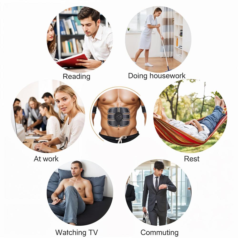 Wireless 6-Pack Abs Stimulator  Rechargeable Muscle Exerciser & Massager