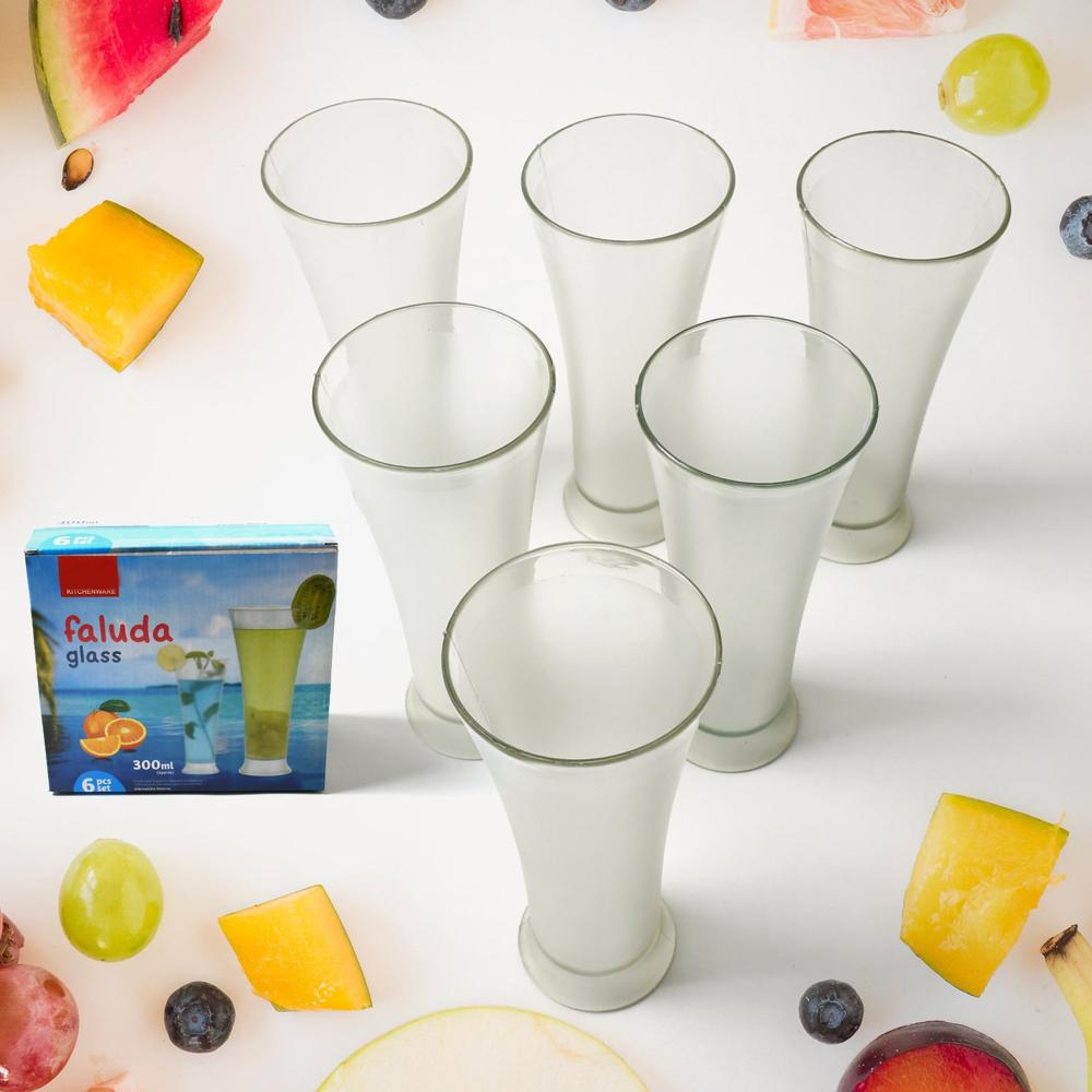High Quality Faluda, Ice Cream, Juicer And Water Glasses Set Of 6 Transparent, Drinking Water Glasses Stylish Glasses For Faluda, Water, Juice, Glass Set Of 6 Pcs (Plastic 300 Ml Approx) - Color: Mix