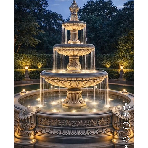 Makrana White Stone Outdoor Fountain And Garden Fountain