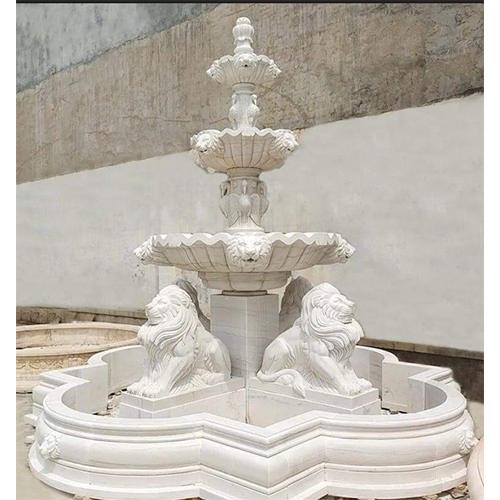 Makrana White Stone Outdoor Fountain And Garden Fountain
